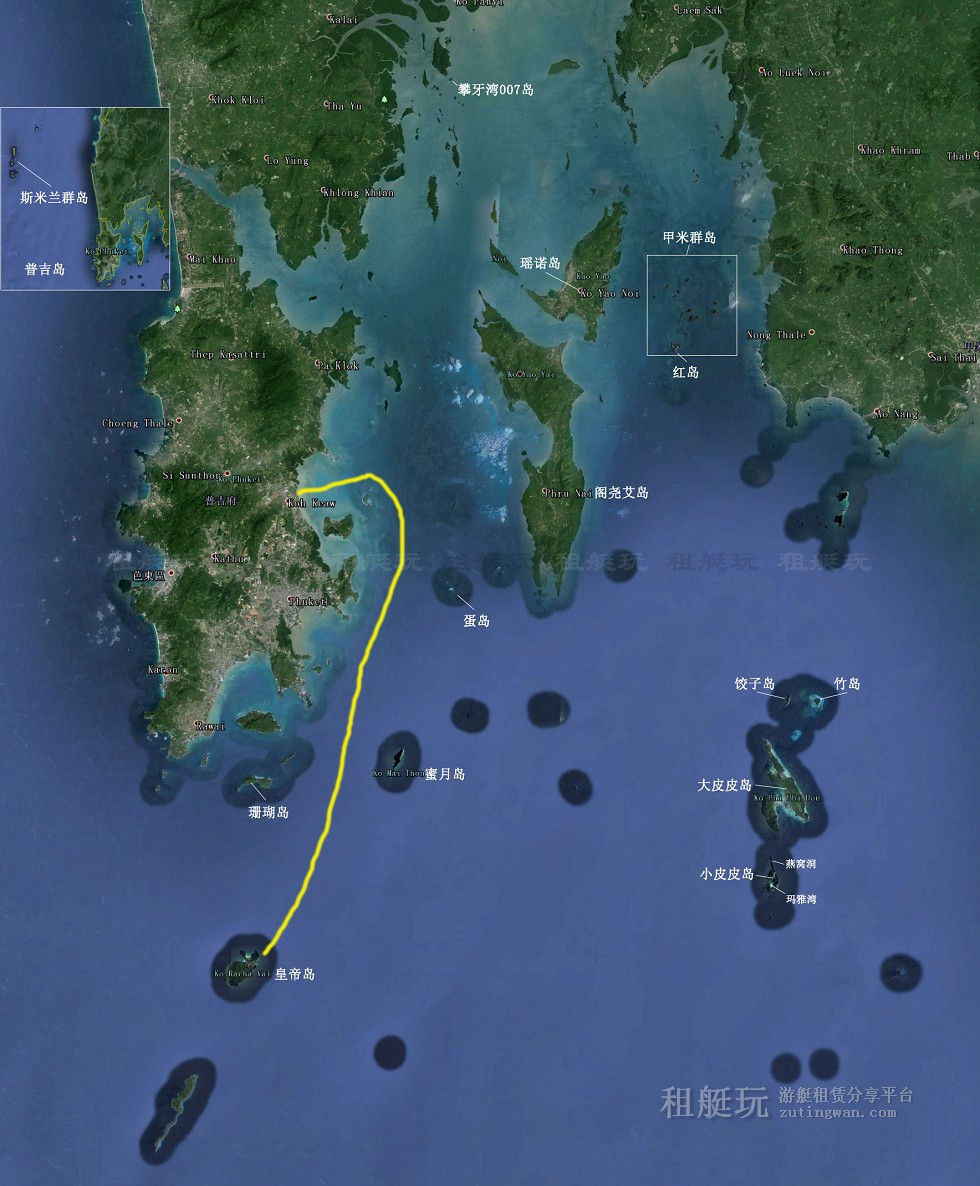 普吉游艇俱樂部(Boat Lagoon Marina)→大皇帝島→小皇帝島→普吉游艇俱樂部 普吉游艇俱樂部(Boat Lagoon Marina)→大皇帝島→小皇帝島→普吉游艇俱樂部